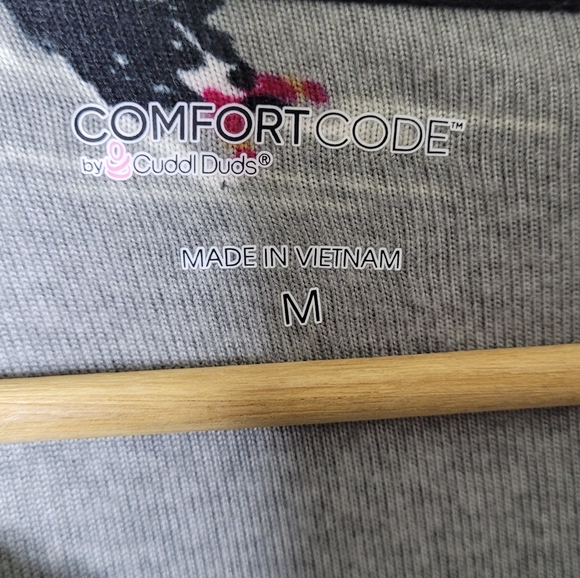 Cuddl Duds Dog Print Sleep Shirt Loungewear Pocket Henley Size M Comfort Code - Picture 8 of 10
